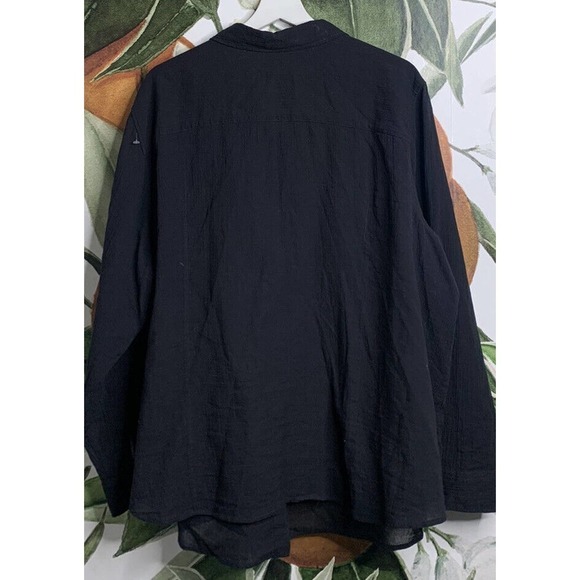 Talbots Woman 24W Black Semi Sheer Button Front Long Sleeve Shirt Cotton - Picture 4 of 4